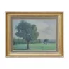 Tableau huile sur panneau "Campagne" - Moinat - Tableaux - Paysage