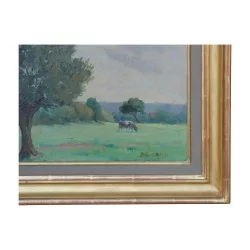Tableau huile sur panneau "Campagne"