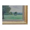 Tableau huile sur panneau "Campagne" - Moinat - Tableaux - Paysage