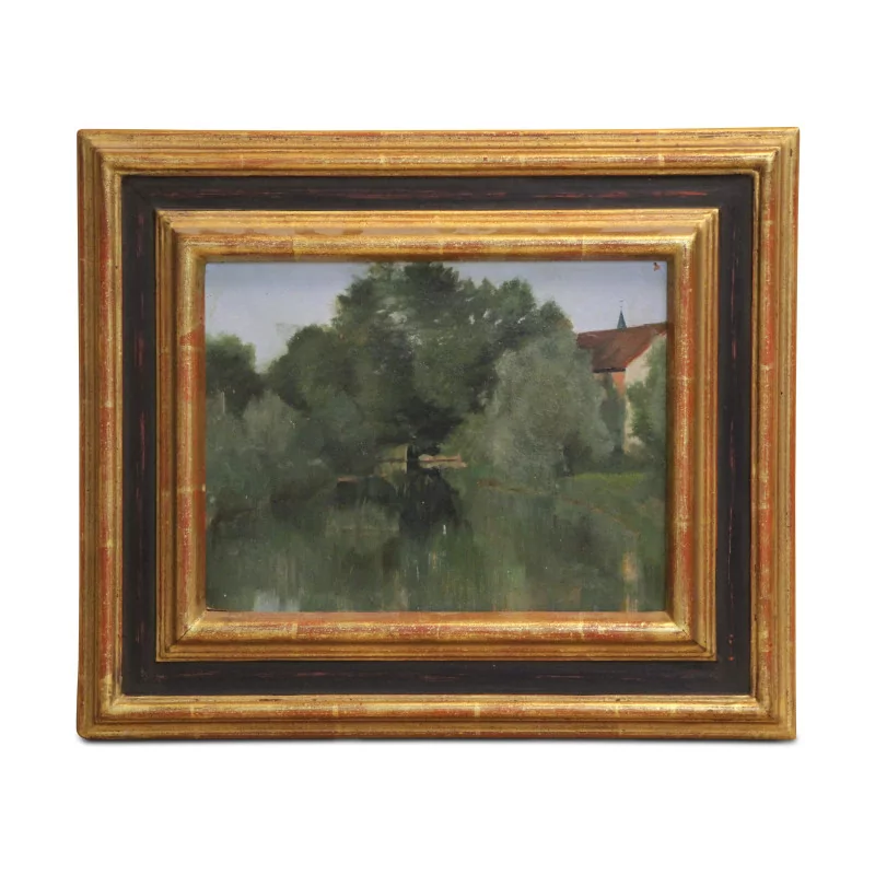 Tableau huile sur toile “Rivière à la campagne” attribué à … - Moinat - Tableaux - Paysage