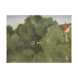 Ölgemälde auf Leinwand „Fluss im Grünen“ zugeschrieben …