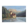 Tableau huile sur toile "Château de Chillon et les dents du - Moinat - Tableaux - Paysage