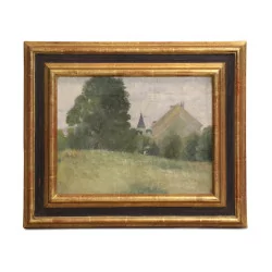 Oil painting on canvas “Countryside” Geneva school XIXth …