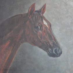 Oil painting on canvas \"Horse's head\" signed Hélène GALLAND...