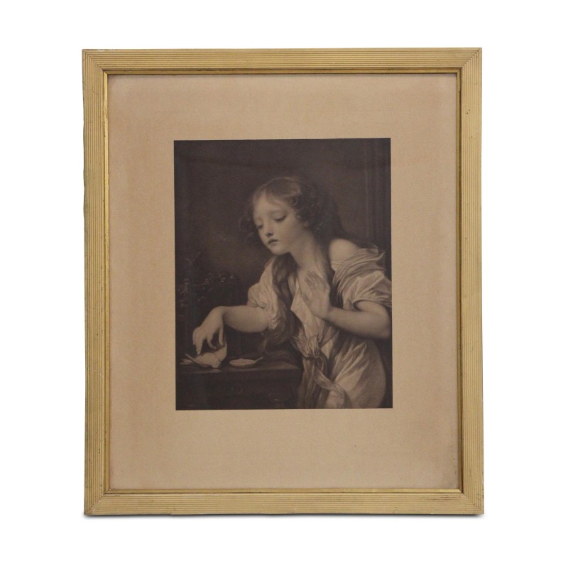Kupferstichbild „Das junge Mädchen mit dem Vogel“. - Moinat - Gravüren Kupferstichbild „Das junge Mädchen mit dem Vogel“. - Moinat - Gravüren