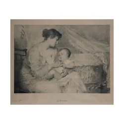 Tableau gravure "La maternité"