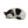 Chat en faïence noir et blanc. - Moinat - Accessoires de décoration