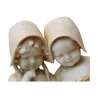 Statuette en porcelaine "2 Enfants et leur chat" - Moinat - Porcelaine