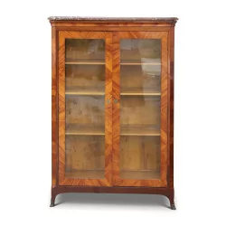 wooden showcase with marble top