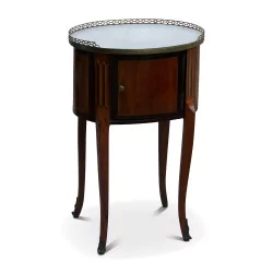 Louis XVI tambour bedside table with marble top and …