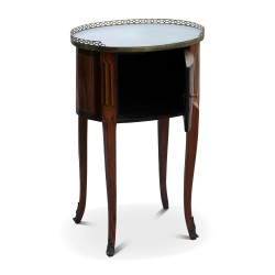 Louis XVI tambour bedside table with marble top and …