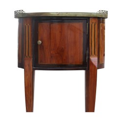 Louis XVI tambour bedside table with marble top and …