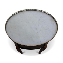 Louis XVI tambour bedside table with marble top and …