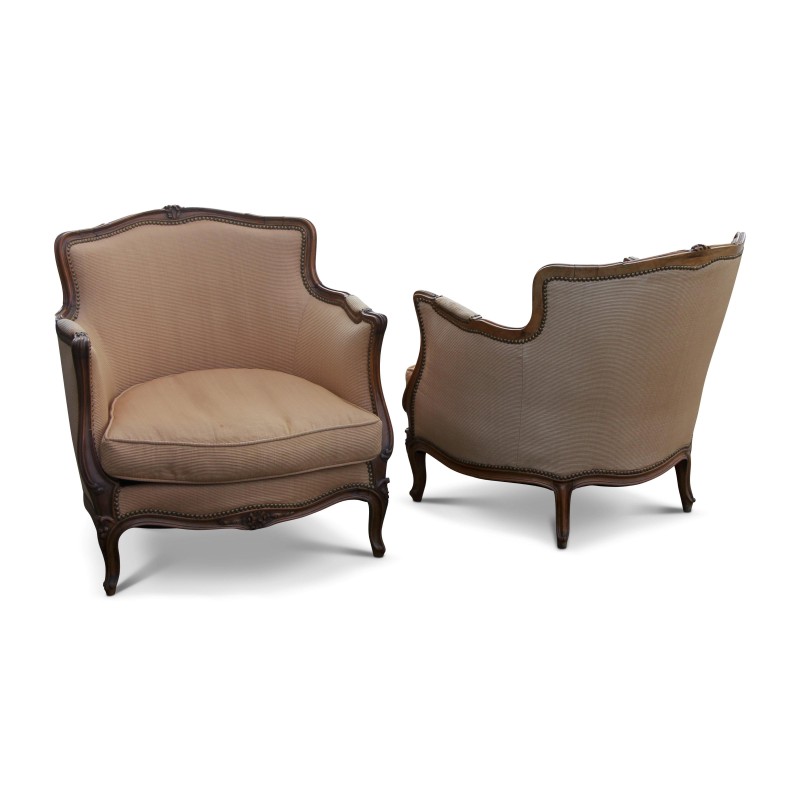 Pair of Louis XV large model gondolas in walnut... - Moinat - Armchairs Pair of Louis XV large model gondolas in walnut... - Moinat - Armchairs