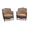 Pair of Louis XV large model gondolas in walnut... - Moinat - Armchairs