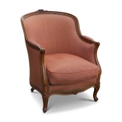 Bergère gondole Louis XV grand modèle en noyer mouluré et …