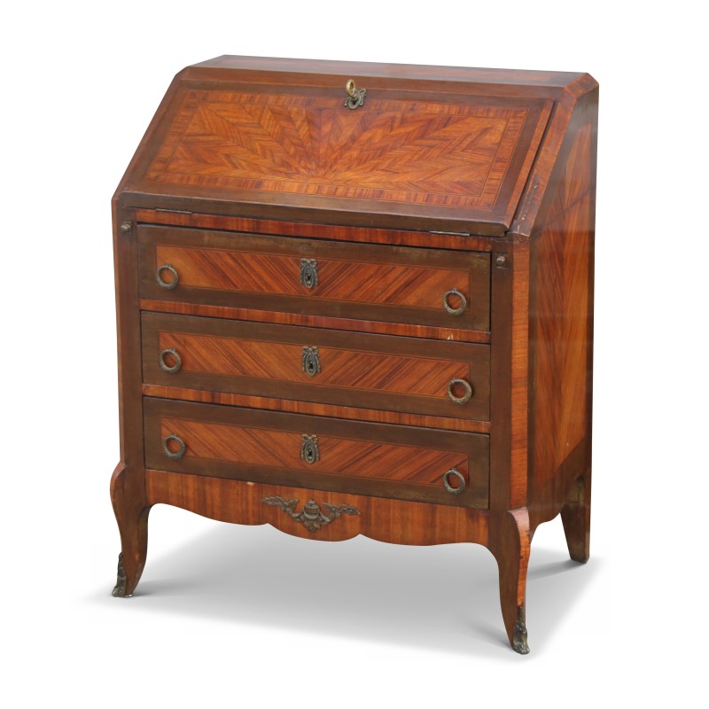 Bureau commode Louis XV marqueté. France. - Moinat - Bureaux cylindre, à abattant, Secrétaires