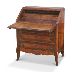 Bureau commode Louis XV marqueté. France.
