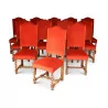 Set of 12 beechwood dining chairs with wooden legs - Moinat - Chairs