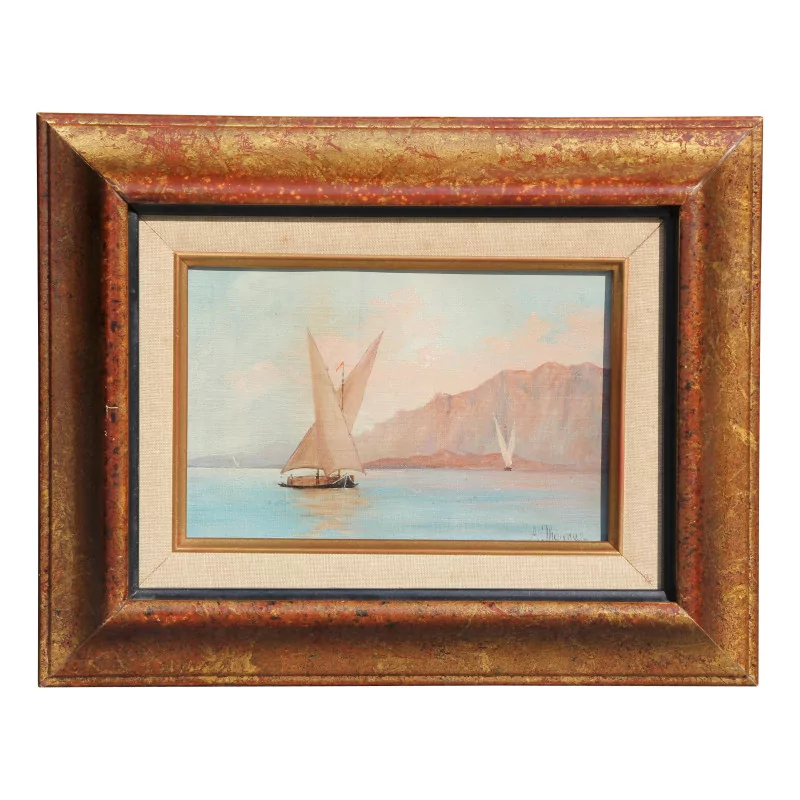 Un tableau "Les barques du Léman" signé A Thèvenaz - Moinat - Tableaux - Marine