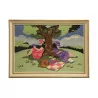 Tisch „Unter dem Apfelbaum“ aus gewebter Wolle signiert Benigna … - Moinat - Gemälden - Landschaften
