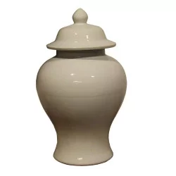 个灰白色中国瓷药罐。