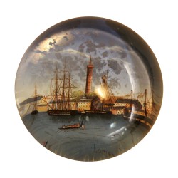 Sulfure, presse-papier en verre travaillé.