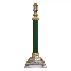Зеленая лампа-колонна, серебристый металл. Париж, Франция.