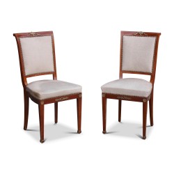 Pair of Directoire style Art Deco chairs in mahogany upholstered …