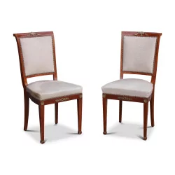 Pair of Directoire style Art Deco chairs in mahogany upholstered …