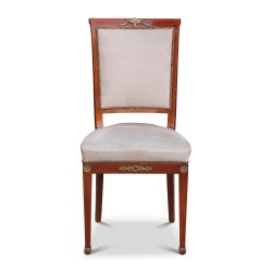 Pair of Directoire style Art Deco chairs in mahogany upholstered …