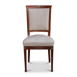 Pair of Directoire style Art Deco chairs in mahogany upholstered …