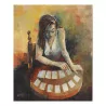 Ölgemälde auf Leinwand, das eine lesende Frau darstellt … - Moinat - Gemälden - Marine