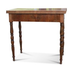 Charles X game table in walnut and turn base (France) towards …