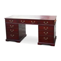 Bureau plat anglais Regency avec double face en acajou et …