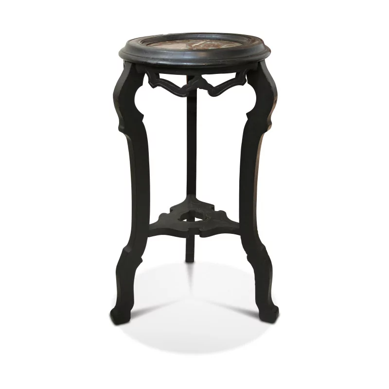 Неоготический стол на одной ножке из черного дерева с мраморной столешницей. Париж, … - Moinat - Диванные столики, Ночные столики, Круглые столики на ножке