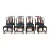 Set mit 6 Stühlen und 2 Chippendale-Sesseln aus Mahagoni. … - Moinat - Stühle