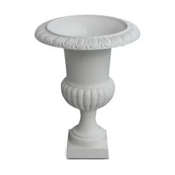 große Vase „MEDICIS“ ohne Sockel aus Gusseisen und weiß lackiert …