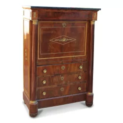 Empire secretary in mahogany, richly decorated with bronzes and …