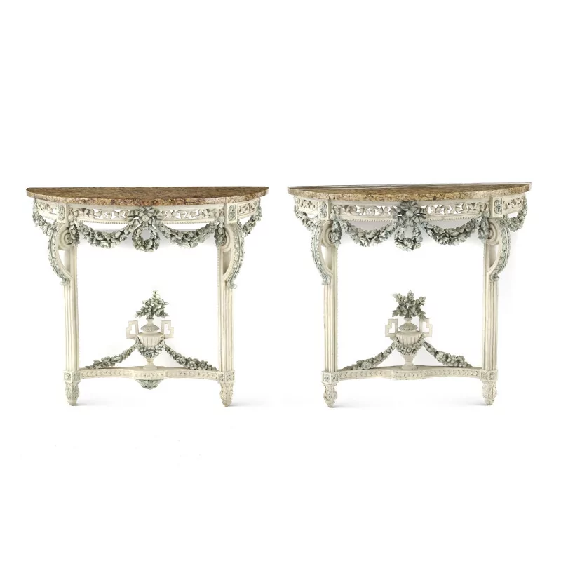 Pair of Louis XVI period consoles - Moinat - Consoles, Side tables, Sofa tables