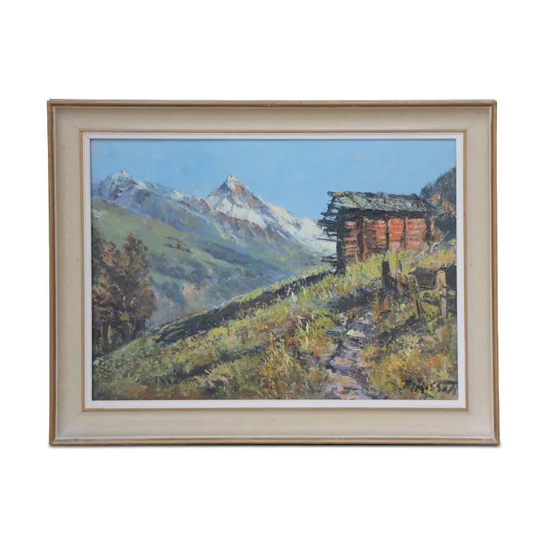 Tableau représentant Mayen et un chalet à la montagne signé … - Moinat - Tableaux - Paysage