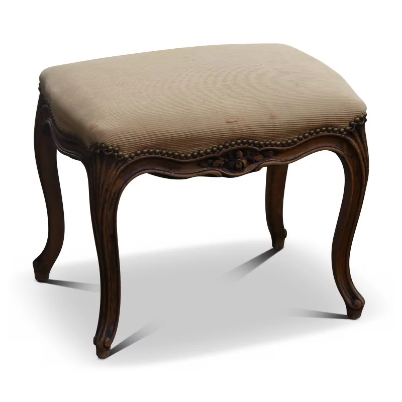Louis XV footstool, in carved beech and covered with fabric... - Moinat - Stools, Benches, Pouffes