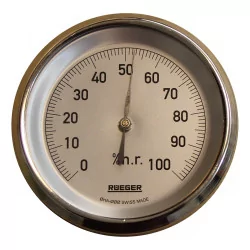 “RÜEGER” wall-mounted hygrometer with chrome-plated brass bezel. …