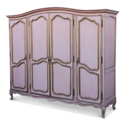 Großer Louis-XV-Kleiderschrank aus geformtem Nussbaum, rosa und …