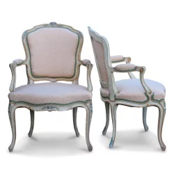 Pair of Louis XV cabriolet armchairs in painted beech and …
