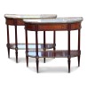 Pair of Louis XV half-moon sideboards in mahogany, marble top... - Moinat - Consoles, Side tables, Sofa tables
