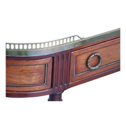 Pair of Louis XV half-moon sideboards in mahogany, marble top...