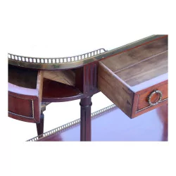 Pair of Louis XV half-moon sideboards in mahogany, marble top...