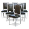 Set of 6 Louis XVI chairs covered with embossed green leather … - Moinat - Chairs