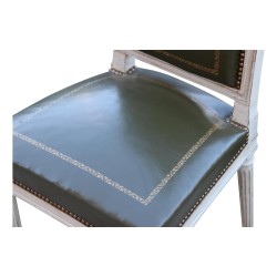 Set of 6 Louis XVI chairs covered with embossed green leather …